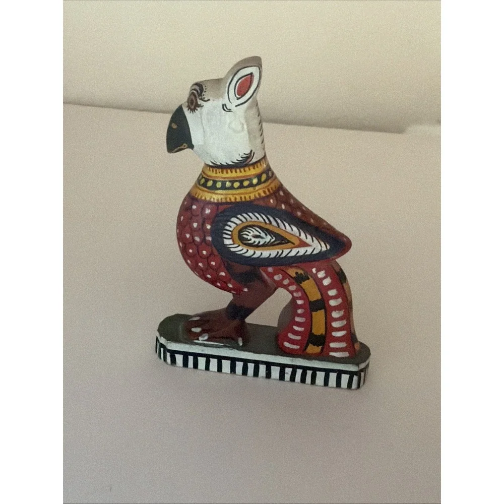 Hand-painted Wooden Bird Figurine In Pattachitra Folk Art Style Made In India 4